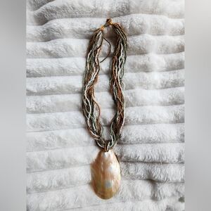 Multicolor Beaded Necklace with Shell Pendant